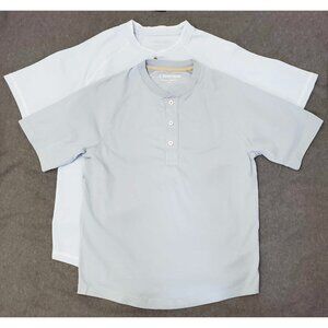 J. Peterman Mens Set of 2 Sag Harbor Vintage Henley Short Sleeve Shirt Blue M